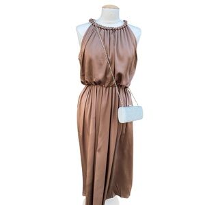 Elegant Brown Sleeveless Dress